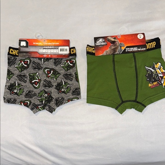 Jurassic World Green and Gray Underwear with Dinosaurs 2 pair per Package - Picture 1 of 6